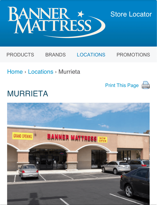 Banner Mattress Mobile Website Design Tony Price