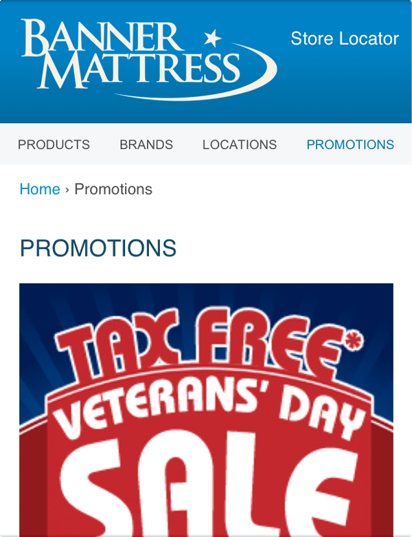 Banner Mattress Mobile Website Design Tony Price